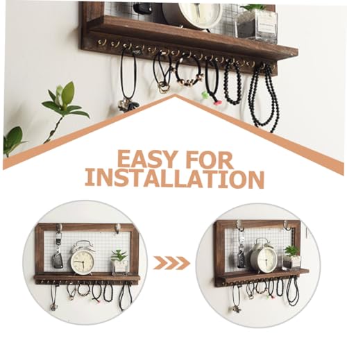 Porte-clés mural bois et range-courrier déco salon - 4