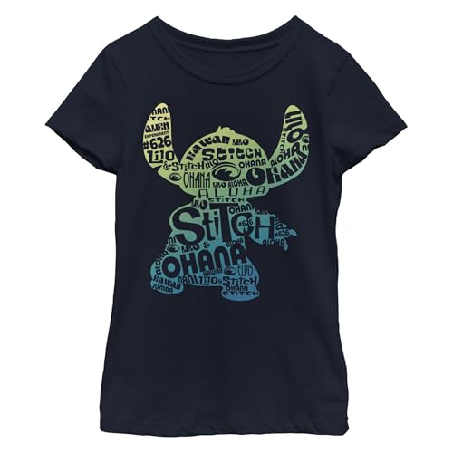 Image of Disney Girl's Lilo & Stitch Bright Neon Outline T-Shirt