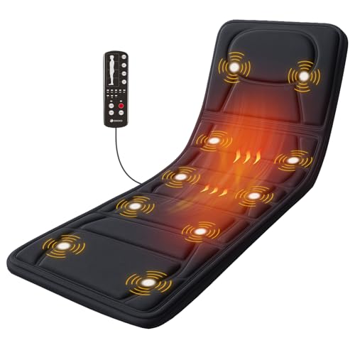 CooCoCo Full Body Massage Mat with Heat, 10 Motors Vibrating Massager for Back Neck Shoulder, Heating Pad for Chair, Heating Pad Massage for Dad Mom Men Women Husband Wife
