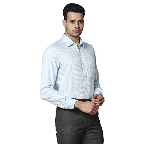 Image of Raymond Cotton Light Petrol Formal Shirt for Men