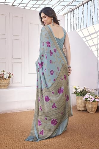 Image of MIRCHI FASHION Saree for Woman Chiffon Floral Printed | Lightweight Daily Wear Women's Sari with Unstitched Blouse Piece (Available in 20 Colors)