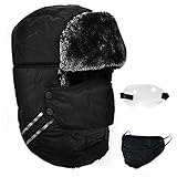 🌞【Halten Sie sich die ganze Zeit warm】: Innen aus natürlicher Baumwolle, außen aus wind- und wasserdichtem Material, perfekt zum Warmhalten und gegen starken Klumpenwind und kalten Winter. Sehr warme und bequeme Wintermütze.