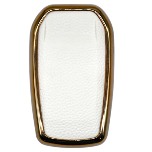 Image of KMH - TPU Leather Gold Pattern Key Cover Compatible with Toyota D1 (White) (Pack of 2)