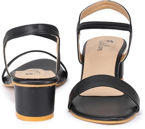 Image of Picktoes Pt-gd602 Women's Black Synthetic Leather Casual Heel Sandal