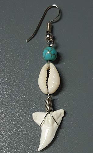 Genuine Shark Tooth Earrings For Women Men Boys Girls Surfer Dangle Drop Wooden Beads Handmade Jewelry Ea383 #TOP4