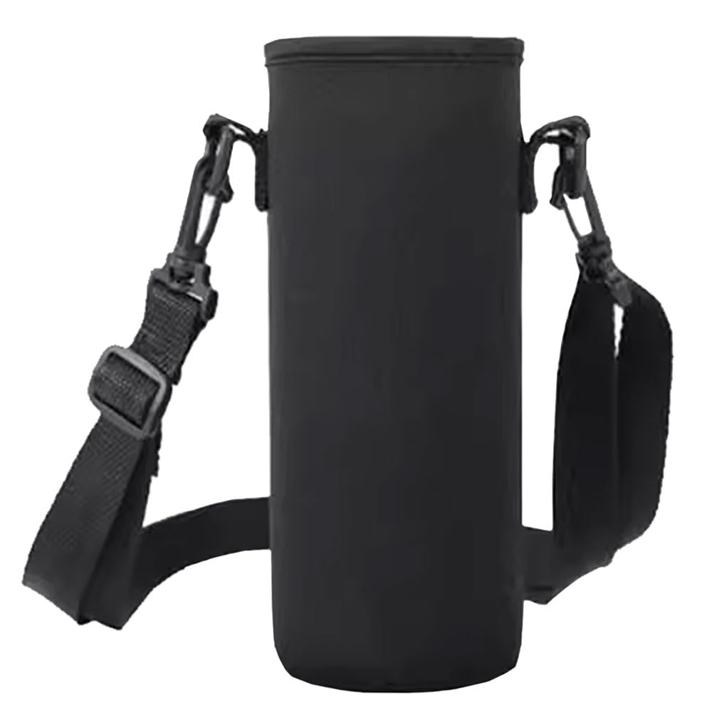MARR For サーモス(THERMOS) FJU-1500 水筒キャリアカバー - 防水ネオプレン製 ウォーターボトルカバー 断熱 調節可能なショルダーベルト付き 9.5cm以下直径のボトルに対応 (1.5L容量適用) BLACK