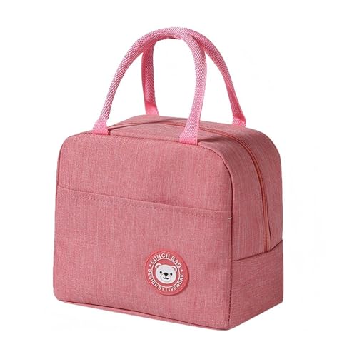 CavspkArt 1pc Insulated Lunch Bag Portable Tote Bag for Women Men Waterproof Oxford Cloth Lunch Organizer for Picnic School Work (Pink)