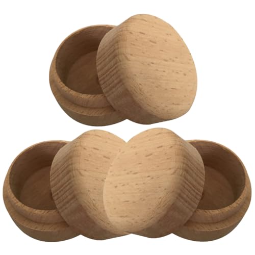 GAROZATION 3 caixas redondas pequenas de madeira de faia natural para jóias, caixa de anel com tampa, janela transparente, armazenamento e caixa de presente para noivado, casamento, mulher