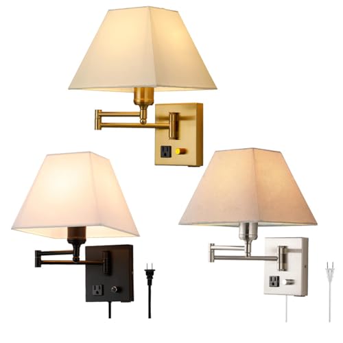 Lámpara de pared LED orientable 270° con cable interruptor para iluminación interior plata 6