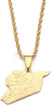 Syria Necklace - Stainless Steel Syria Map Flag Pendant Necklace Syrian Jewelry - Gift box