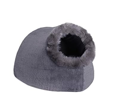 VERTAST Cat Small Dog Cosy Bed Pets Igloo Bed Hideout Cave, Cushion Washable, grey