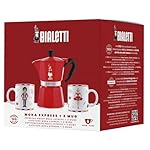 Bialetti Moka Express Iconic Italian Stovetop Espresso Maker (Red, 6 Cups Bundle)