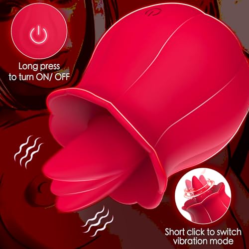 Image of Yume Sex Toys for Women, Rose Toy Vibrator with Licking Motion, Red | Flexible tongue motion and vibrating petals create layered external stimulation in a compact, easy-to-guide design.