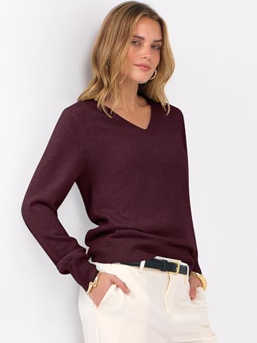 Image of ANRABESS Women's Long Sleeve V Neck Basic Sweaters | Classic Pullover Tops,Soft Loose,Business Casual Work,Travel Vacation,All Day Wear,Fall Spring Outfits,Winter Layer Clothing