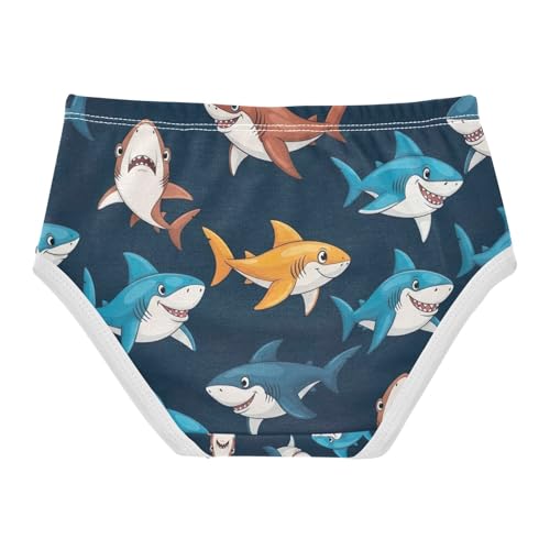 Toddler Briefs, Sharks Blue Cotton Girls Underwear, 2–8 Years2