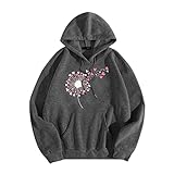 BIISDOST Männer Frauen Weihnachten Grafikdruck Langarm Rundhals Kapuzen-Sweatshirt Tops Sweatshirt Weinrot Herren (Dark Gray, XXL)