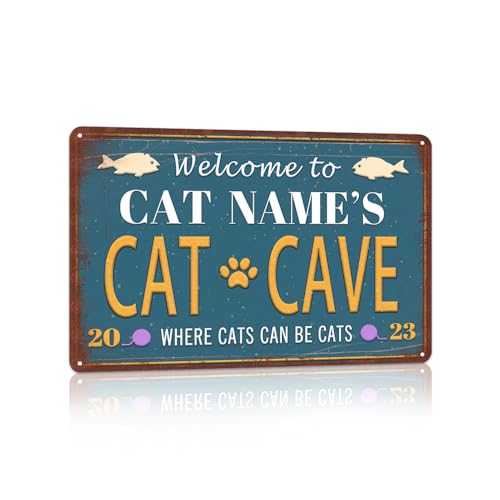 RCXsigns Custom Cat Cave Metal Tin Sign Personalized Cat