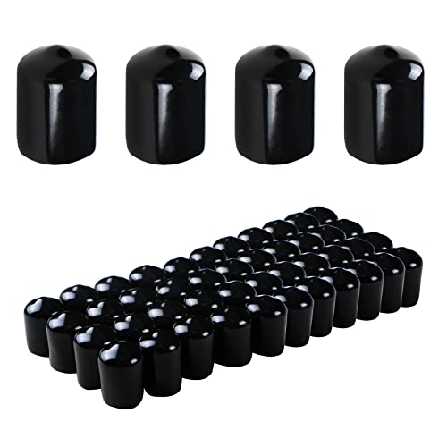 Image of Rubber Round End Cap Cover 0.51 Inch (13mm) Screw Thread Protectors PVC Flexible Tubing Pipe Protective Bolt Screw Thread Protector Safety Cover | for Pipe Post Tubing Rod Cover 100 Pcs (Black)