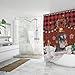 GABSHAIM Merry Christmas Shower Curtain Cute Bernese Mountain Dog with Bone Paws Decor Bath Curtains Red and Black Buffalo Plaid Curtain Home Holiday Bathroom Decor 72x80 Inch Style 2