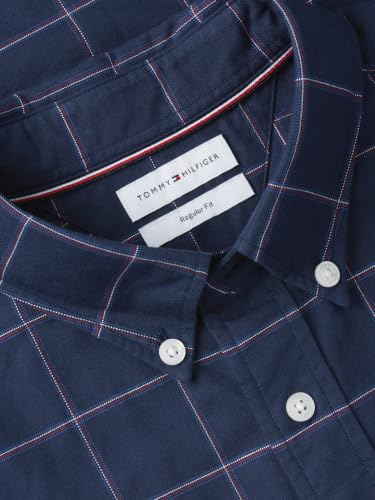 Image of Tommy Hilfiger Men's Long Sleeve Oxford Shirts in Regular Fit, Men's Button Down Shirts, Also Available in Big and Tall