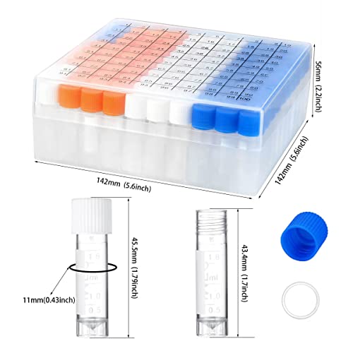 Bkmamlab PP2 100Pcs 2Ml Plastic Small Vials With Screw Caps Sample Tubes Cryotubes,Pp Material thumb #1