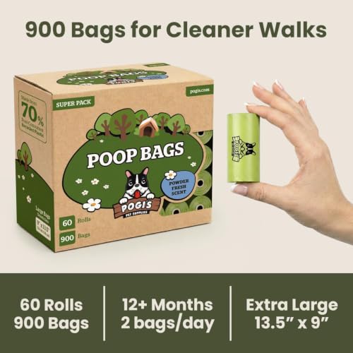 Image of Pogi's Dog Poop Bags - Leak-Proof & Extra Thick Pet Waste Bags (Fresh Scent, 60 Rolls, 900-Count)