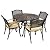 Kinger Home Harmon 5-Piece Cast Aluminum Outdoor Dining Set for 4 with Cushions - Elegant Round Patio Table and Chairs with Umbrella Hole