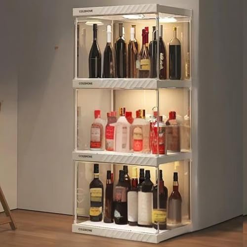 Hggdsac Vitrine à Alcool en Acrylique, Vitrine Acrylique Transparente, Armoire de Salon Et de Canapé, Économisez de l'espace pour L'affichage de La Collection 3niveaux: L×W×H:40 * 33 * 94cm