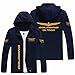 Produktbild BAZSO Männer Auto Logo Serie Sweatshirt Kapuzenjacke mit durchgehendem Reißverschluss Frühling und Herbst dicke warme Outwear Mäntel Mode lässig Hoodie Gold Wing Baseball Uniform,Marineblau,XL