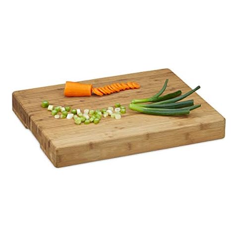 Tabla de Cortar Cocina Relaxdays, Bambú Aceitado, 5,5 x 45 x 35 cm, Marrón Cover