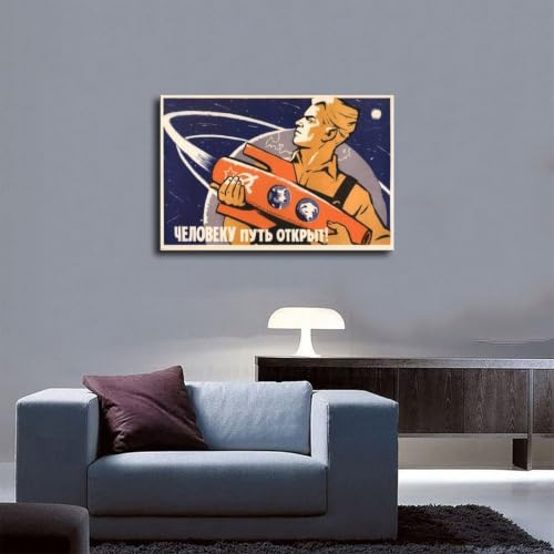 Affiche soviétique space art en toile 30x45 cm pour déco bureau