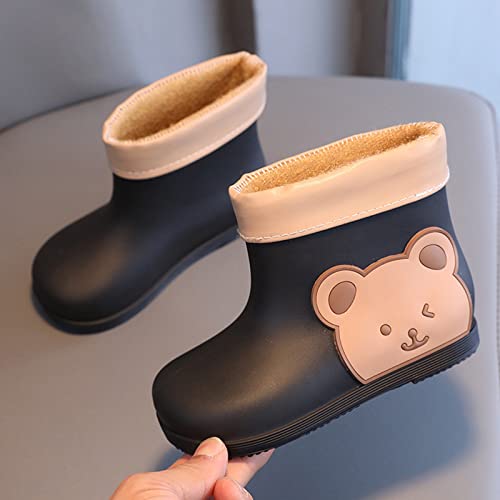 Kids Baby Cartoon Shoes Classic Children Rainboots PVC Rubber Children Water Shoes Waterproof Rain Fuzzy Toddler Boots (Black, 29.00)4