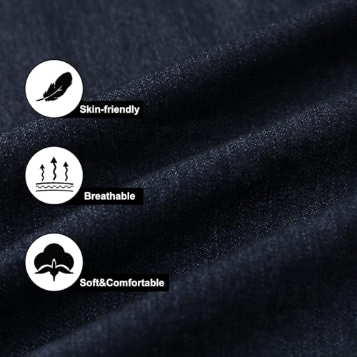 Aunribor Hombre Camisa con Botones Algodón Solapa Manga Larga Diseño Vaquero Envejecido Blusa Casual Moda Dos Bolsillos Chaqueta - imagen 5