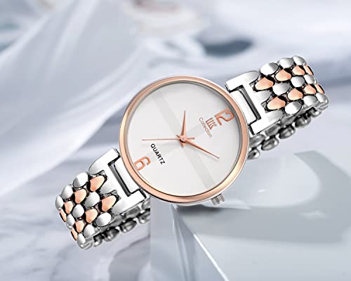 Image of IIK COLLECTION Watch for Women Round Dial |Analogue Quartz Movemnet Ladies Watch|Long Battery Life|Stainless Steel Adjustable Bracelet Chain Strap|Fancy Clasp Safety Watch for Woman