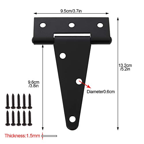 FengWu 10 Pack T-Strap 4 Inch Heavy Duty Tee Hinge Black Barn Door Gate Hinges for Wooden Fences Strap Garden Door Wrought Iron Hardware - Image 2