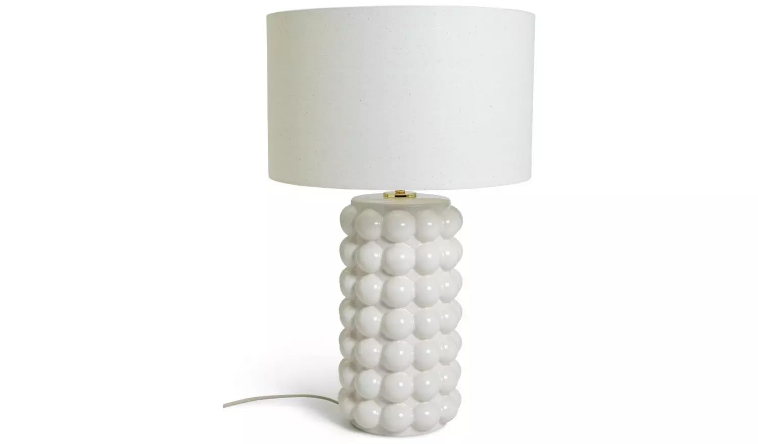 AIDNI Cream Table Lamp Bobble Pattern Ceramic Base Complemented with A Natural Linen Fabric Shade 61cm for Bedroom, Living Room Decorative