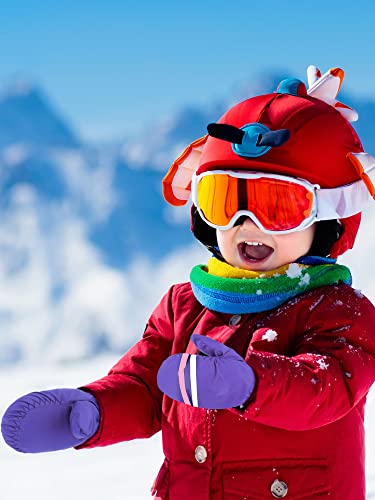 Image of SATINIOR 6 Pairs Kids Snow Mittens | Waterproof, Toddler Children Winter Gloves, Warm Cold Weather Ski MIttens, Cotton Plush Lining, Hook Design