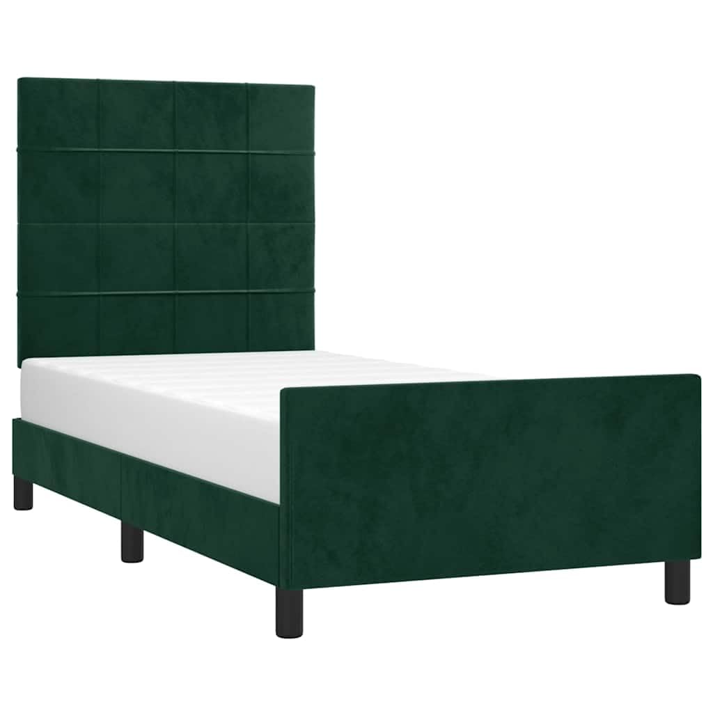 vidaXL Bettgestell mit Kopfteil Polsterbett Bett Bettrahmen Doppelbett Lattenrost Samtbett Schlafzimmermöbel Schlafzimmerbett Dunkelgrün 120x200cm Samt