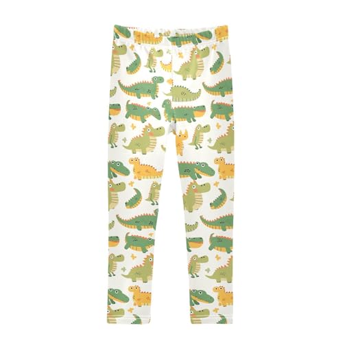KLL Cute Cartoon Crocodile Alligator Toddler Baby Girl Cotton Pants Casual High Waisted Sweatpants Gym