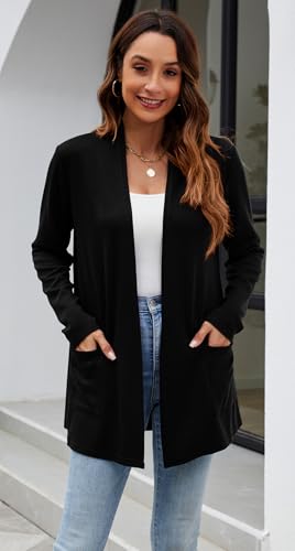 Newchoice Womens Lightweight Long Sleeve Cardigans with Pockets Casual Soft Open Front Sweater Cardigan Duster2