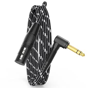 JOLGOO Câble De Guitare 6,35 Mm 3 M Droit à Angle Droit 6,35 Mm Prise 6