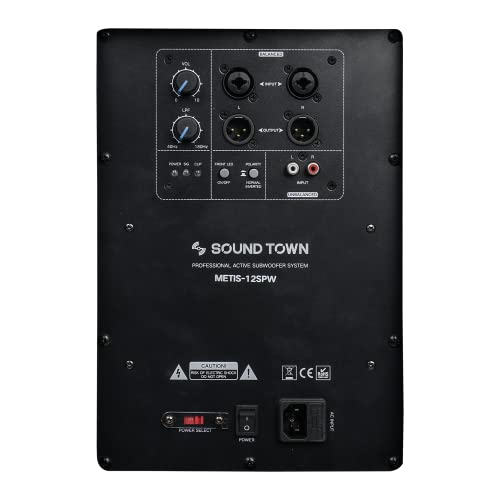 Image of Sound Town METIS Series Powered Subwoofer 1400 Watts 12 inch, with Class-D Amplifiers, 3 inch Voice Coil (METIS-12SPW)