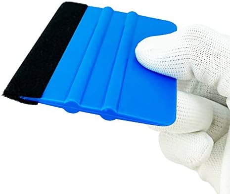 Ewrap Plastic Felt Edge Squeegee,10x7cm, Vinyl Applicator Wallpaper Smoother Window Tint Squeegee, 1Pcs, Blue