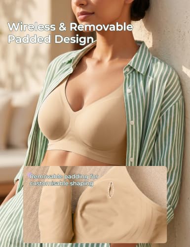 Yashelle Seamless Wireless Bra Deep V Full Coverage Tshirt Jelly Bras Skin — view 4