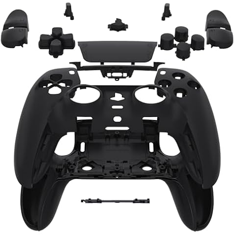 eXtremeRate Full Set Shell with Buttons Touchpad Cover Compatible with ps5 Edge Controller, Black Custom Replacement Decorative Trim Shell Front Back Plates Compatible with ps5 Edge Controller Cover