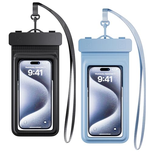 TUSEASY Funda Acuatica Movil [2 Pieza] IPX8 Funda Movil Impermeable Agua Bolsa Estanca Sumergible Protector para iPhone 15 14 13 12 11 Pro MAX Plus, Samsung S23 S22 Ultra hasta 7 Pulgadas