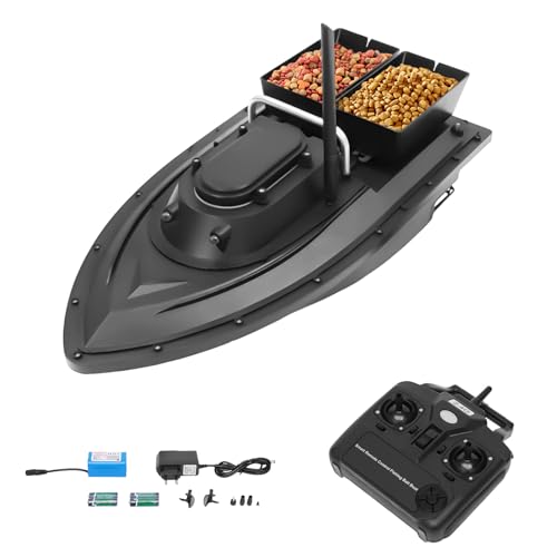 ACROSSPART Barcos de pesca Rc 500M con mando a distancia y 2 kg de carga, doble caja de señuelos para pesca nocturna, cebo de pesca