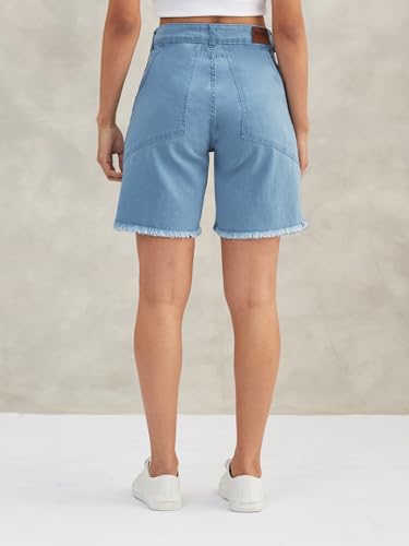 Image of Dolce Crudo Above Knee Denim Shorts for Women
