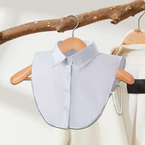 Vaveren Mulheres pescoço colar falso roupas destacáveis gola pontiaguda elegante ajustável, BRANCO