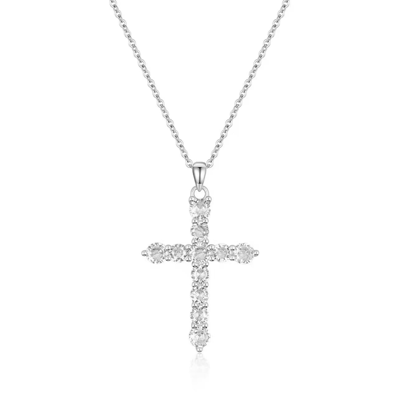 GAVU Collar de Mujer Chapado en Oro con Colgante de Cruz de Circonitas
